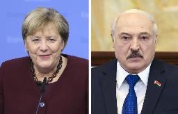 　ドイツのメルケル首相、ベラルーシのルカシェンコ大統領（ともにＡＰ＝共同）