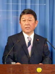 　記者会見する自民党の茂木幹事長＝１６日午前、東京・永田町の党本部