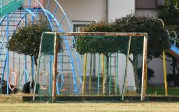 　男児が下敷きになって死亡した小型ゴール＝２０１７年１月、福岡県大川市