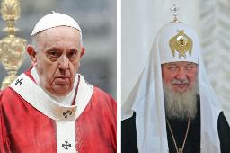 　ローマ教皇フランシスコ（ロイター＝共同）、ロシア正教会のキリル総主教（タス＝共同）