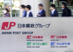 　日本郵便など日本郵政グループが入るビルの看板＝東京・大手町