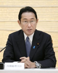 　政府与党連絡会議で発言する岸田首相＝１５日午後、首相官邸