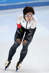 　女子１０００メートルのレースを終えた小平奈緒＝北京（共同）