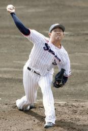 　３回を無安打無失点と好投したヤクルト・梅野＝浦添