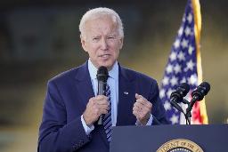 　米カリフォルニア州で演説する米バイデン大統領＝４日（ＡＰ＝共同）