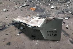 　ウクライナ東部ハリコフ州クピャンスク付近で、墜落したイラン製ドローンのものとされる残骸（ウクライナ軍提供・ＡＰ＝共同）