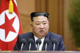 　９月、最高人民会議で施政演説を行う北朝鮮の金正恩朝鮮労働党総書記（朝鮮中央通信＝共同）