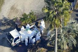 　鳥インフルエンザの感染が確認された和歌山県白浜町のアドベンチャーワールドで、作業を行う関係者ら＝１１日