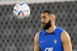 　１９日の練習に参加したフランス代表のカリム・ベンゼマ＝ドーハ（ＡＰ＝共同）