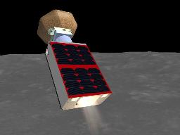 　月面に着陸する超小型探査機オモテナシの想像図（ＪＡＸＡ提供）