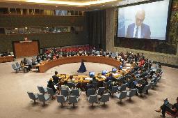 　国連安全保障理事会が開催した北朝鮮の人権状況を協議する公開会合＝１７日、米ニューヨーク