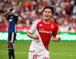 　ストラスブール戦で今季初ゴールを含む２得点、１アシストの活躍を見せたモナコの南野＝モナコ（ゲッティ＝共同）