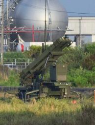 　沖縄県・石垣島に展開する航空自衛隊の地対空誘導弾パトリオット（ＰＡＣ３）＝２４日午前