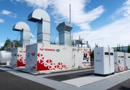 　ヤンマーホールディングスが開設する水素発電システムの実証実験施設＝３０日、岡山市