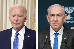 　バイデン米大統領（左）、イスラエルのネタニヤフ首相（いずれもロイター＝共同）