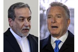 　イランのアラグチ外相（左）、米国のウィットコフ中東担当特使（ＡＰ＝共同）