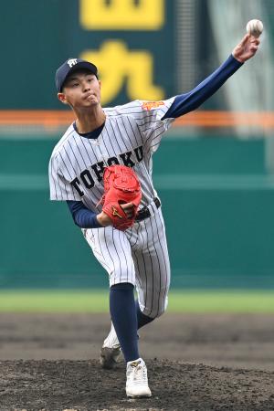 <p>　帝京長岡戦に先発した東北・金沢＝甲子園</p>