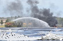 水上メガソーラー焼ける　市原の山倉ダム　【台風１５号】