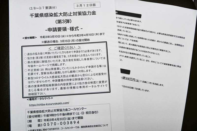 第３弾の協力金の申請書類
