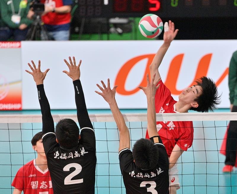 習志野、前回王者に善戦　春高バレー