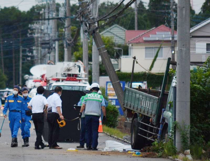 下校中の小学生５人が飲酒運転の大型トラックにはねられ死傷した事故現場。県警の分析では、法令違反がないのに事故に巻き込まれた小学生は過去５年間で７１７人に達した＝昨年６月２８日、八街市
