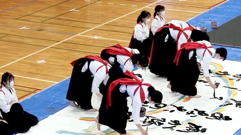 袖ケ浦高書道部（球団提供）

