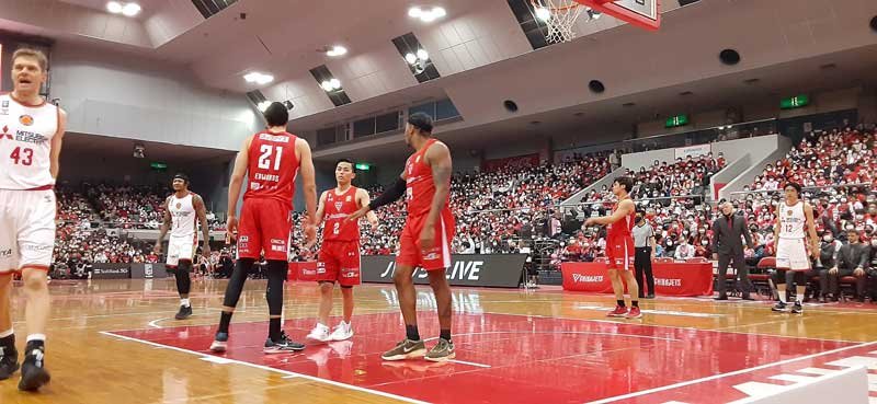 千葉ジェッツ―名古屋Ｄ　終盤に名古屋Ｄを突き放して２０連勝に到達し、リーグ最長記録に並んだ千葉ジェッツ＝１２日、船橋アリーナ