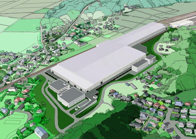 京成電鉄宗吾車両基地の拡張用地に造る新たな車両整備工場のイメージ図（同社提供）