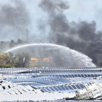 水上メガソーラー焼ける　市原の山倉ダム　【台風１５号】