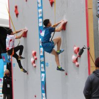 米国で開かれたワールドカップに参加する三田さん（日本山岳・スポーツクライミング協会提供）