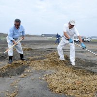 お浜降り控え海岸清掃　旭　サーファーら５０人協力