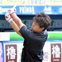 打撃練習する千葉ロッテの安田＝ＺＯＺＯマリン
